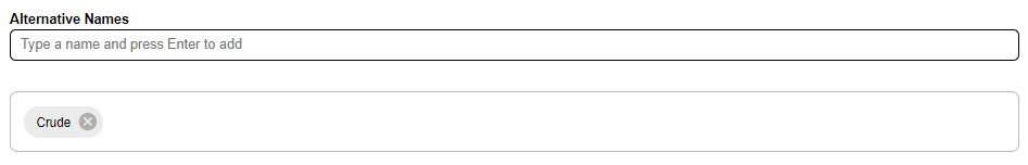 The alternaive names for a flow (Crude Oil)