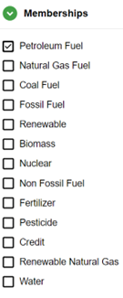 The Memberships section for Crude Oil, a resource