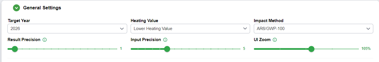 The General Settings section