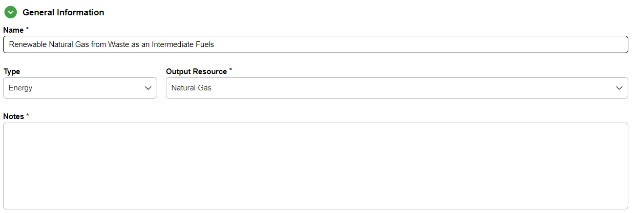 The General Information Section for a Pathway Mix